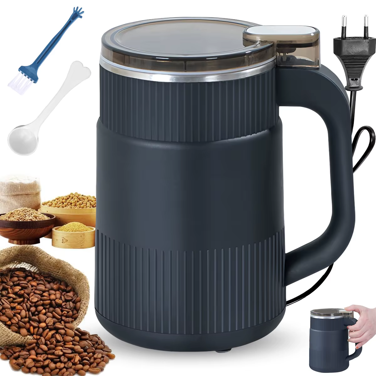 Rectifieuse-moulin à café standard européen, broyeur de poudre de haricots, petite machine à briser 