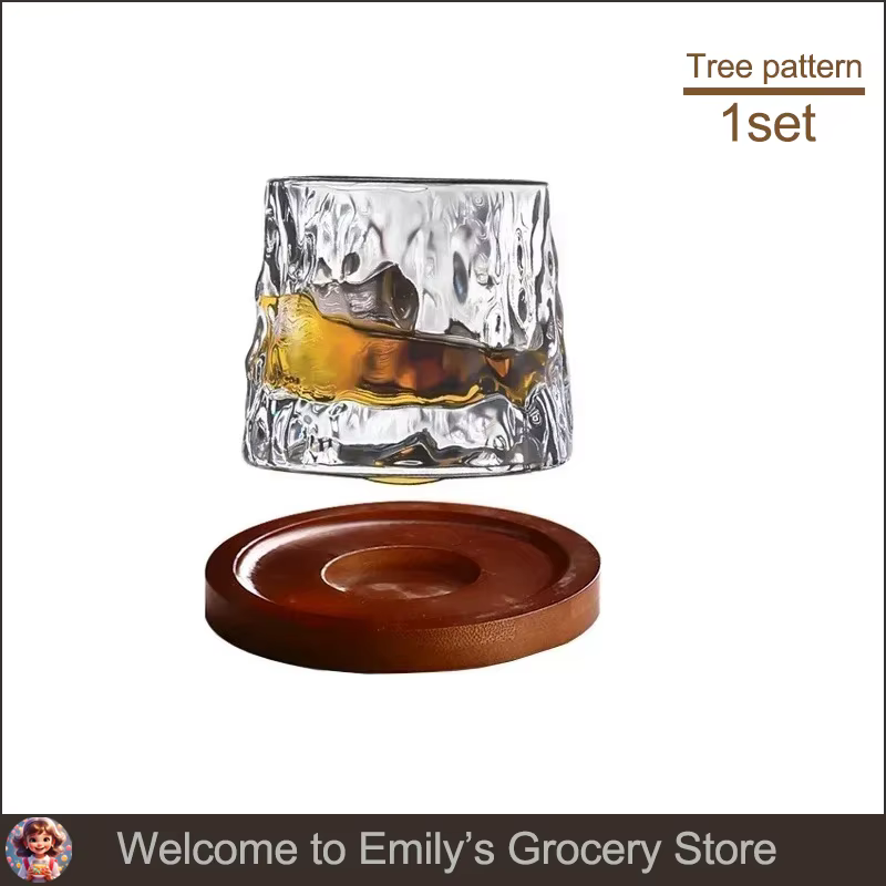 Verre à whisky rotatif avec Base en bois, fournitures de Bar créatives adaptées au roman, verre à vi
