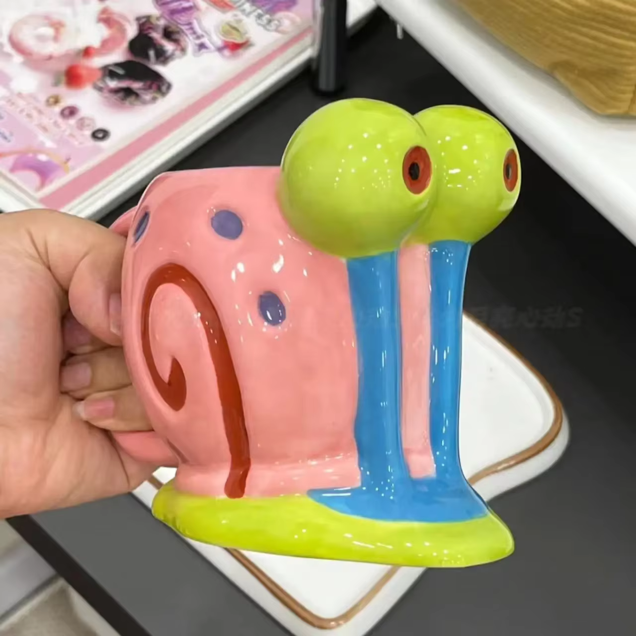 Tasse à café en céramique d'escargot de 260ML, avec poignée, tasses à thé au lait en porcelaine, ver