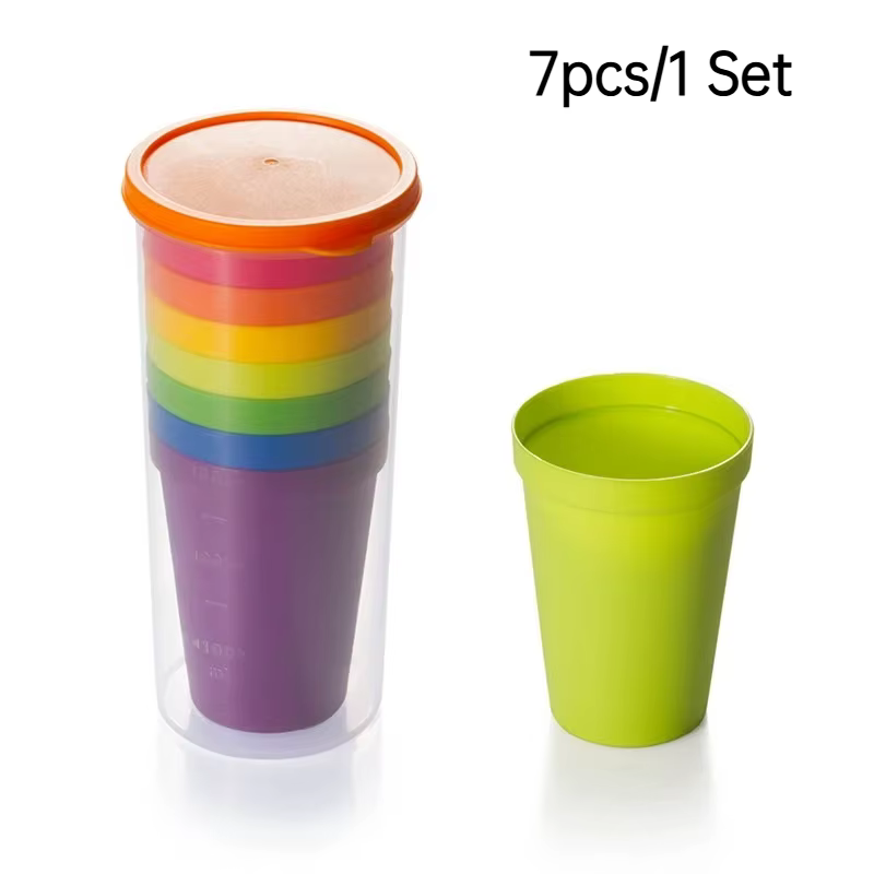 Lot de 14 gobelets en plastique arc-en-ciel réutilisables – Tasses à eau portables, amusantes et ten