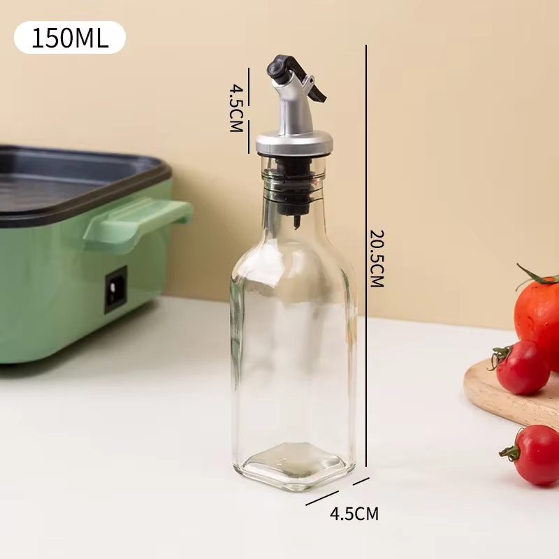 Bouteille d'huile d'olive en verre Transparent, 150/250/500ML, étanche, assaisonnement de cuisine, S