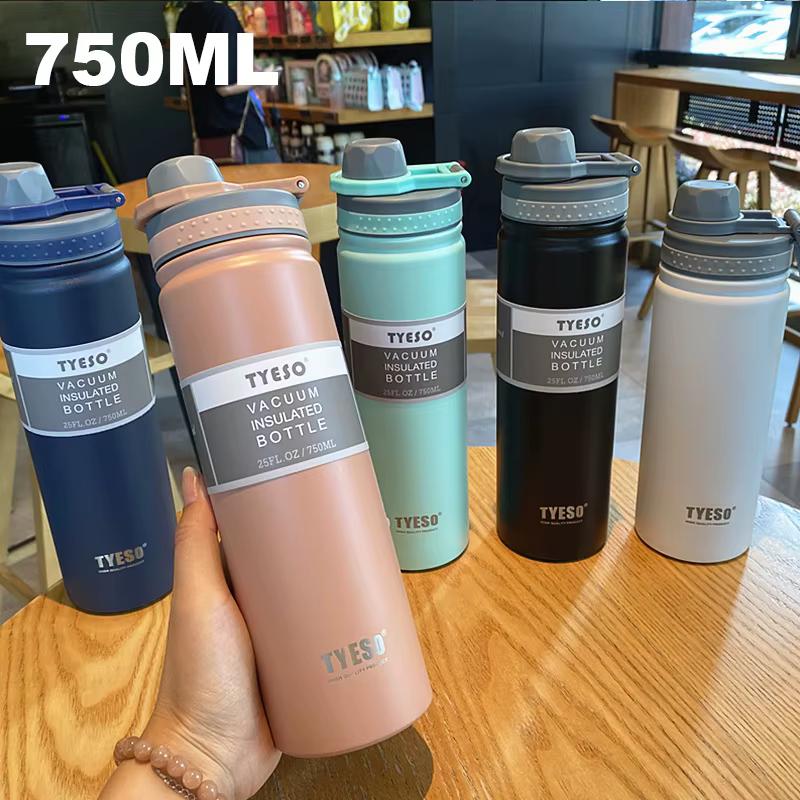 Tyeso – bouteille Thermos de 750ML, flacon sous vide en acier inoxydable, bouteille d'eau isolée, ta