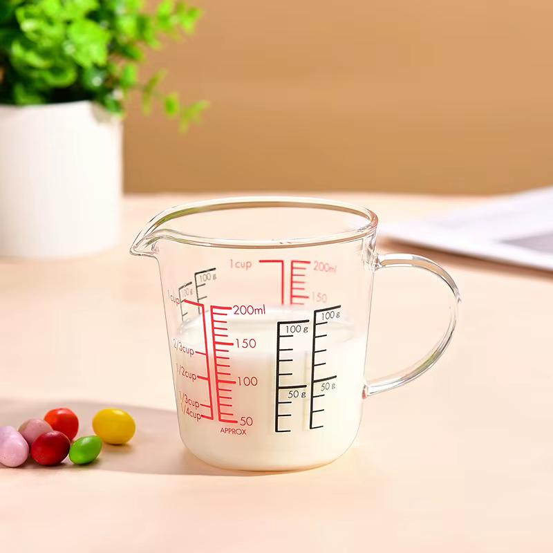 Tasse à mesurer en verre résistant à la chaleur YWDL avec poignée, tasse à lait pour le petit-déjeun