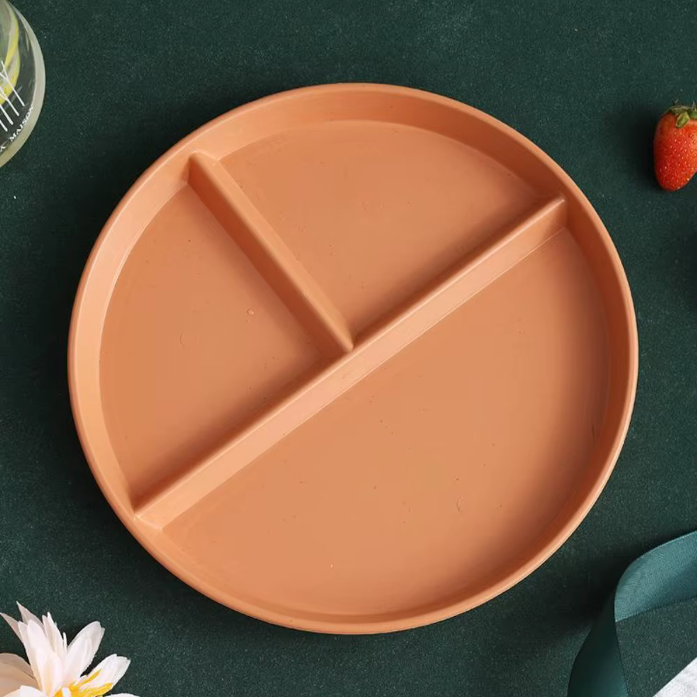 Assiette divisée à trois compartiments, paille de blé écologique, plats réutilisables pour enfants, 