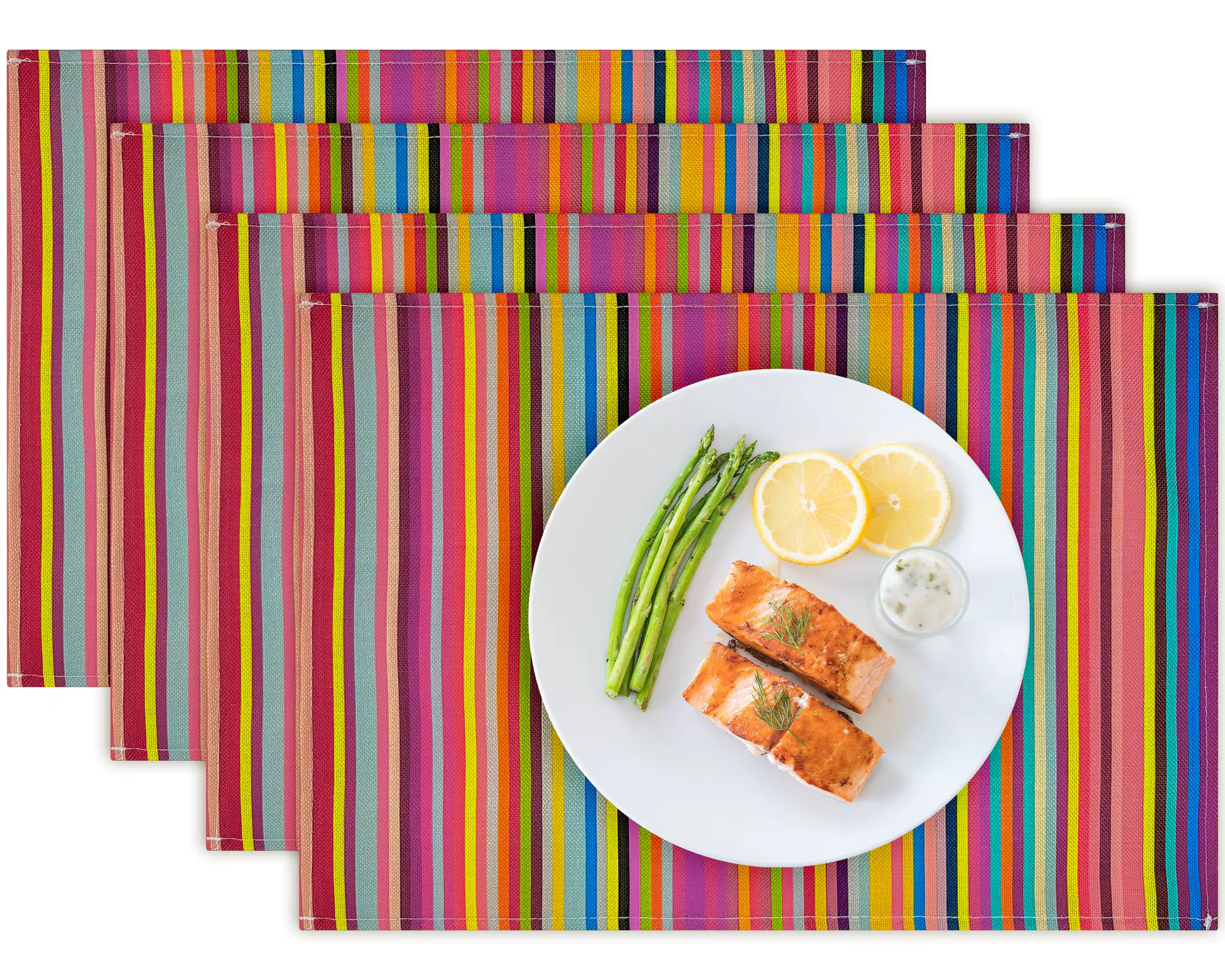 Sets de table mexicains, sets de table en lin tissé arc-en-ciel pour table de cuisine intérieure/ext