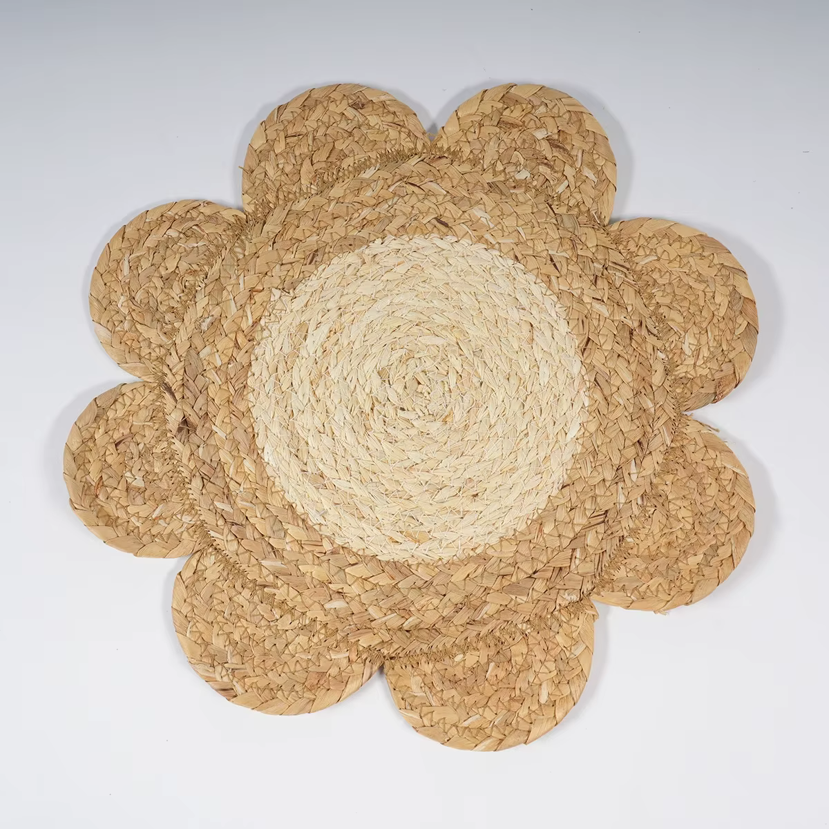 Ensemble de 4 sets de table ronds en rotin tissé, tapis de table combiné tissé, style Boho, en paill