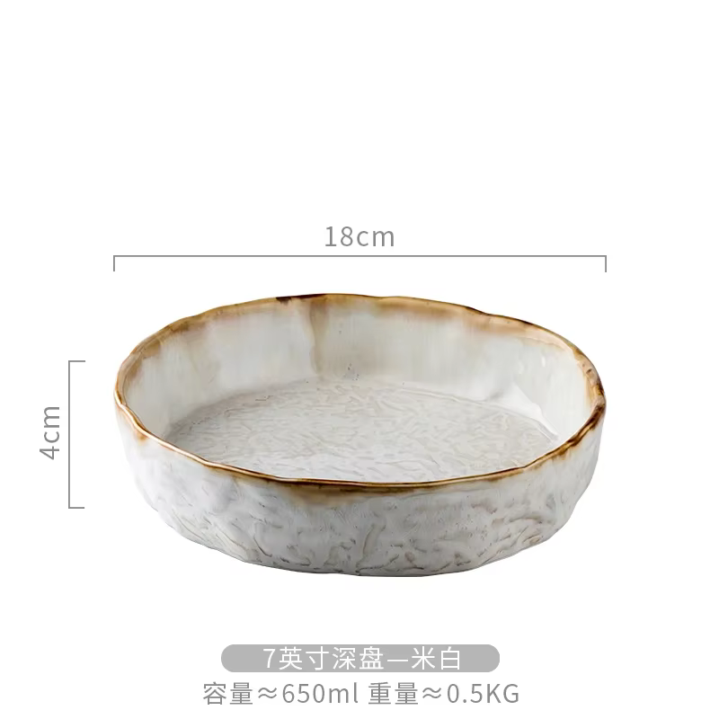 Assiette creuse en céramique avec changements de four, optique Assiette à soupe, Filles à salade, Fi