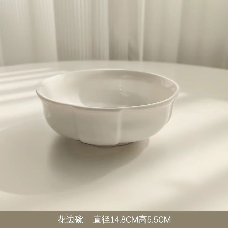 Livetai – assiette en céramique gaufrée blanche de Style rétro français avec garniture en dentelle,