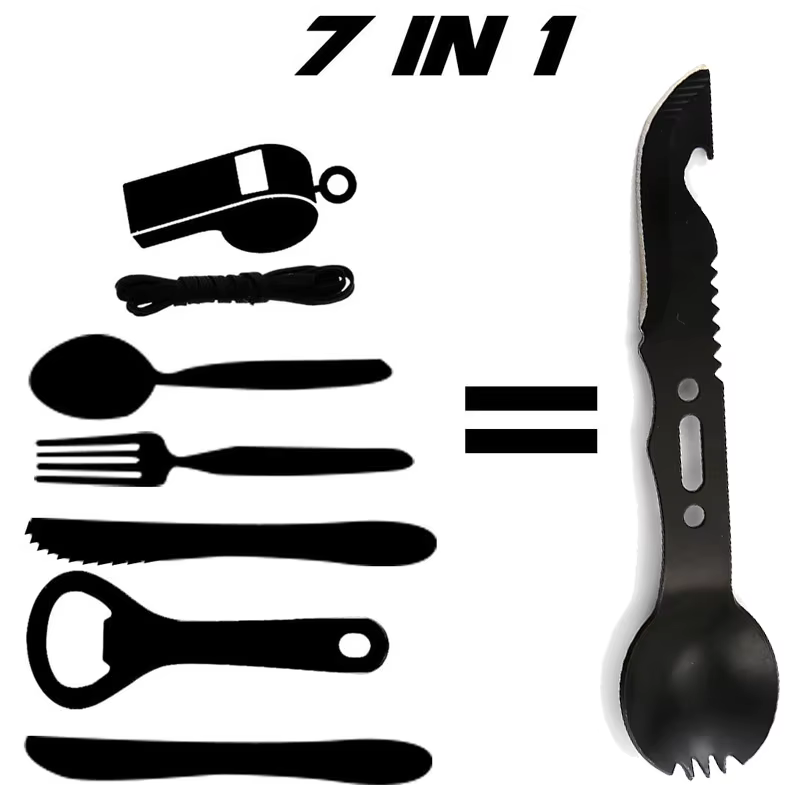 Vaisselle de Camping en plein air couteau en acier inoxydable fourchette cuillère Portable multi-fon