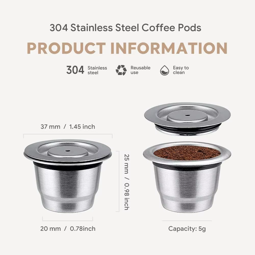 Pour Nespresso Capsule de café réutilisable en acier inoxydable riche Crema expresso filtres recharg