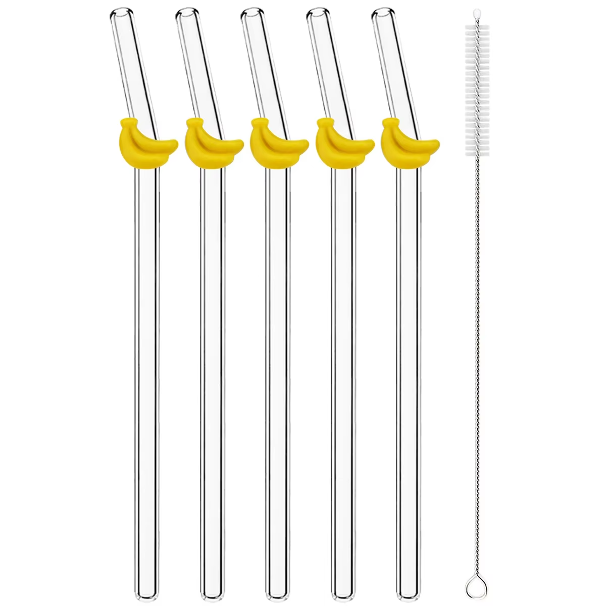Ensemble de pailles en verre à haute teneur en Borosilicate, 5 pièces, autocollants créatifs pour fr