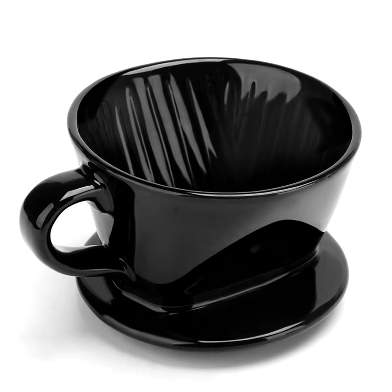 Goutteur à café en céramique noire réutilisable, tasse à filtre unique, porte-goutte