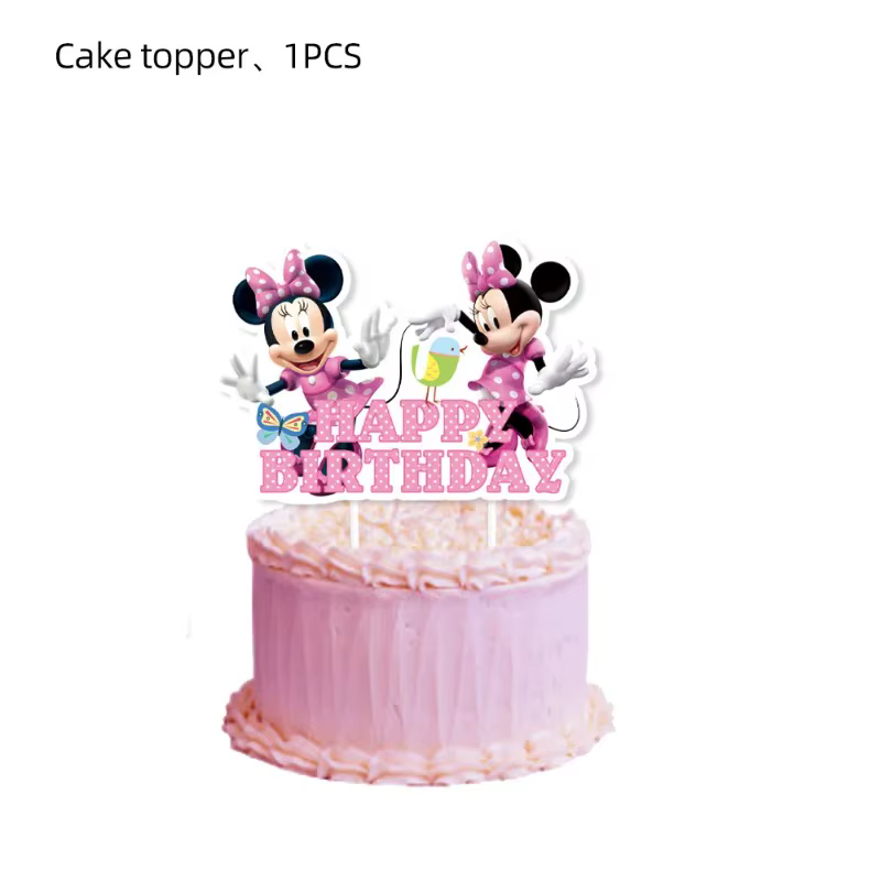 Décoration d'anniversaire Disney Minnie, ensemble de vaisselle mignon Minnie, assiettes, tasses, ser