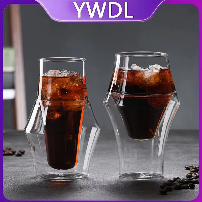 YWDL Nouvelle Tasse à Café Expresso Créative en Verre Double Paroi Anti-brûlure, Tasse à Lait, à Bra