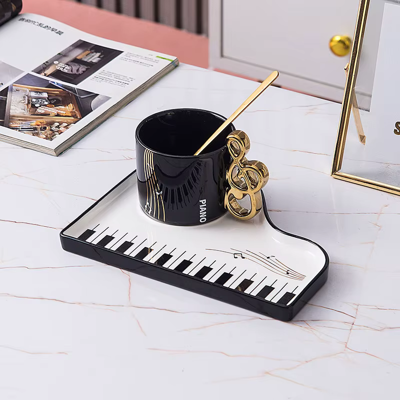 Tasse à café en céramique, clé de Piano créative nordique, ensemble d'assiettes, Design de Niche, ma