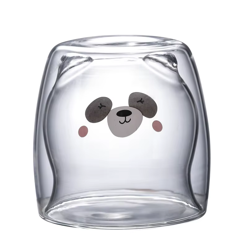 Tasses à café mignonnes de 250ml, tasse à thé ours canard chat, tasses en verre à Double paroi, tass