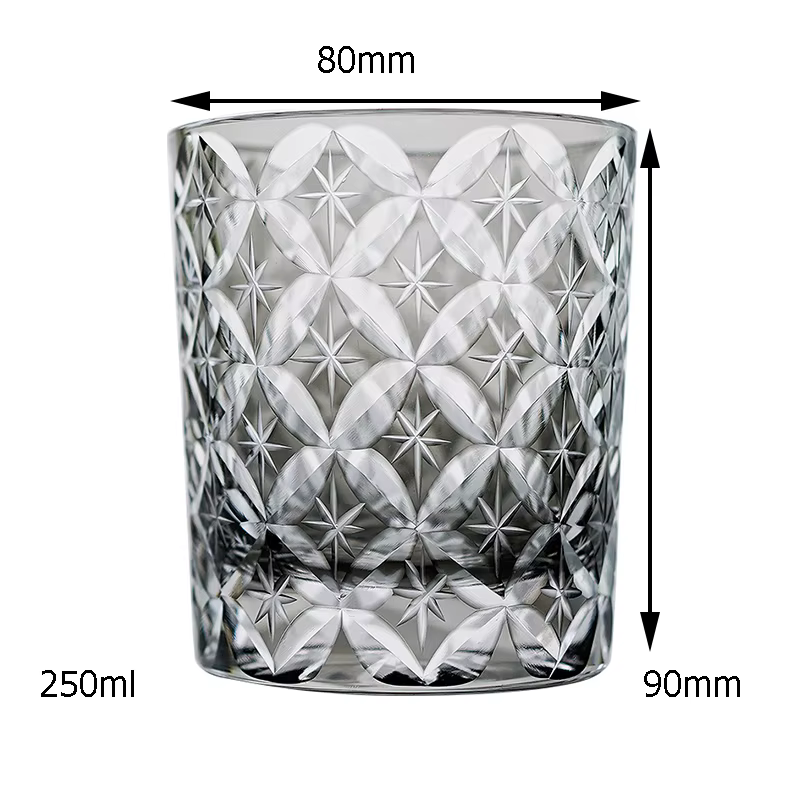 Star Pattern Whiskey Glass 250ml, Hand Engraved Edo Kiriko Crystal Tumbler, Vaso Whisky Grabado Estr