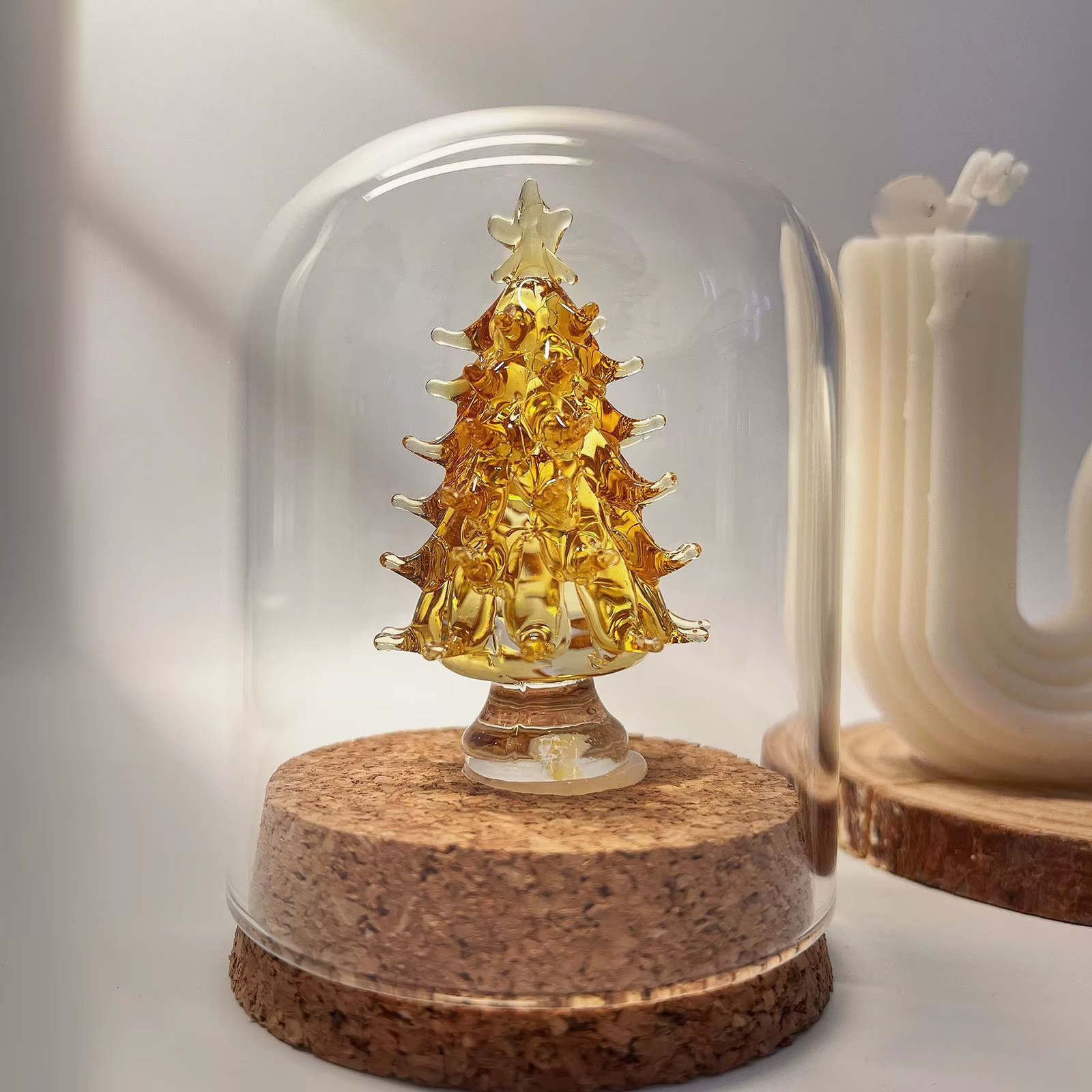 Dôme d'affichage cloche en verre avec Base en bois