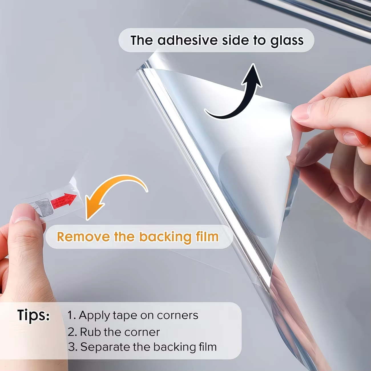 Film de verre miroir unidirectionnel, isolation thermique, protection solaire et intimité, adapté à la décoration du salon et de la cuisine.