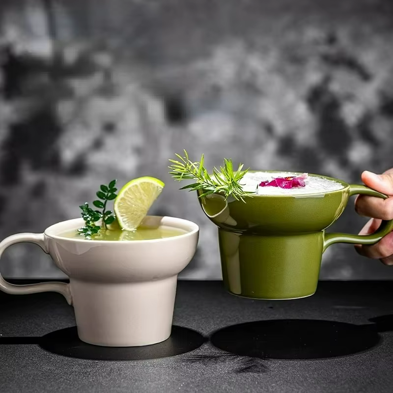 Tasse à café latte de style japonais avec poignée
