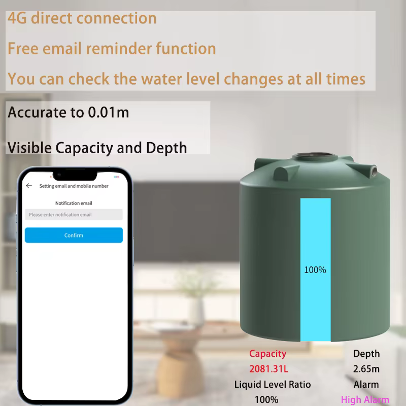 Capteur de niveau ultrasonique intelligent TLC2206-ESP-4G 4G & WiFi IoT ESP32 3m avec alerte cloud API et surveillance à distance pour réservoirs d'eau, d'huile, de carburant et d'irrigation