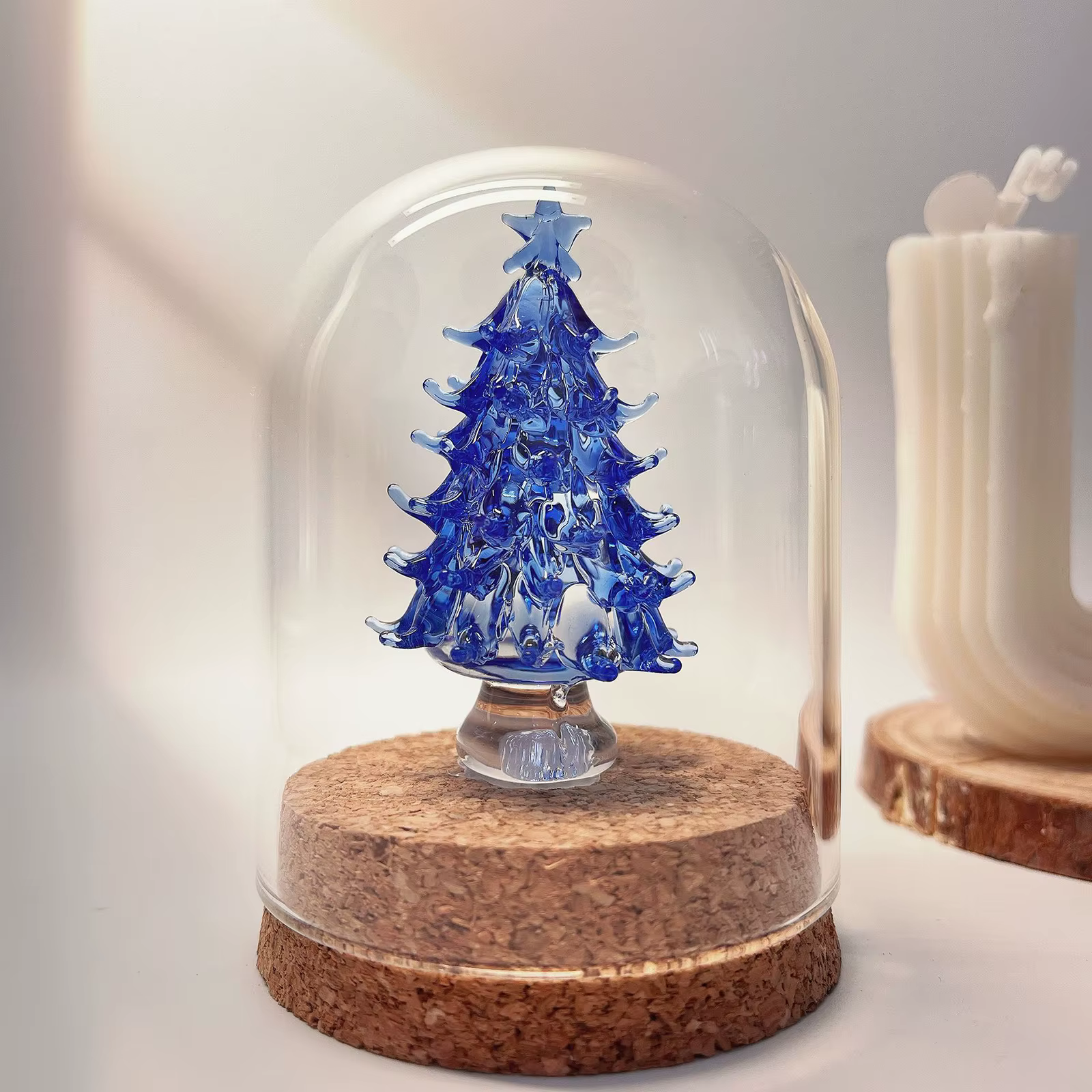 Dôme d'affichage cloche en verre avec Base en bois