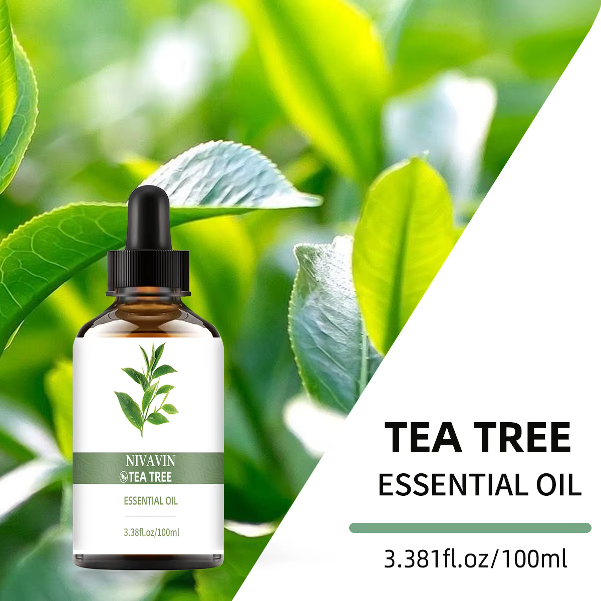 NIVAVIN Huile d'Arbre à Thé 30ml/60ml/100ml, extrait naturellement, parfum longue durée, rafraîchit l'air, adapté à un usage domestique.