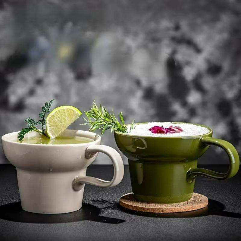 Tasse à café latte de style japonais avec poignée