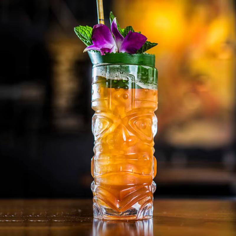 Bar Tiki Lunettes Tiki Mug - Gobelets transparents en verre de style hawaïen
