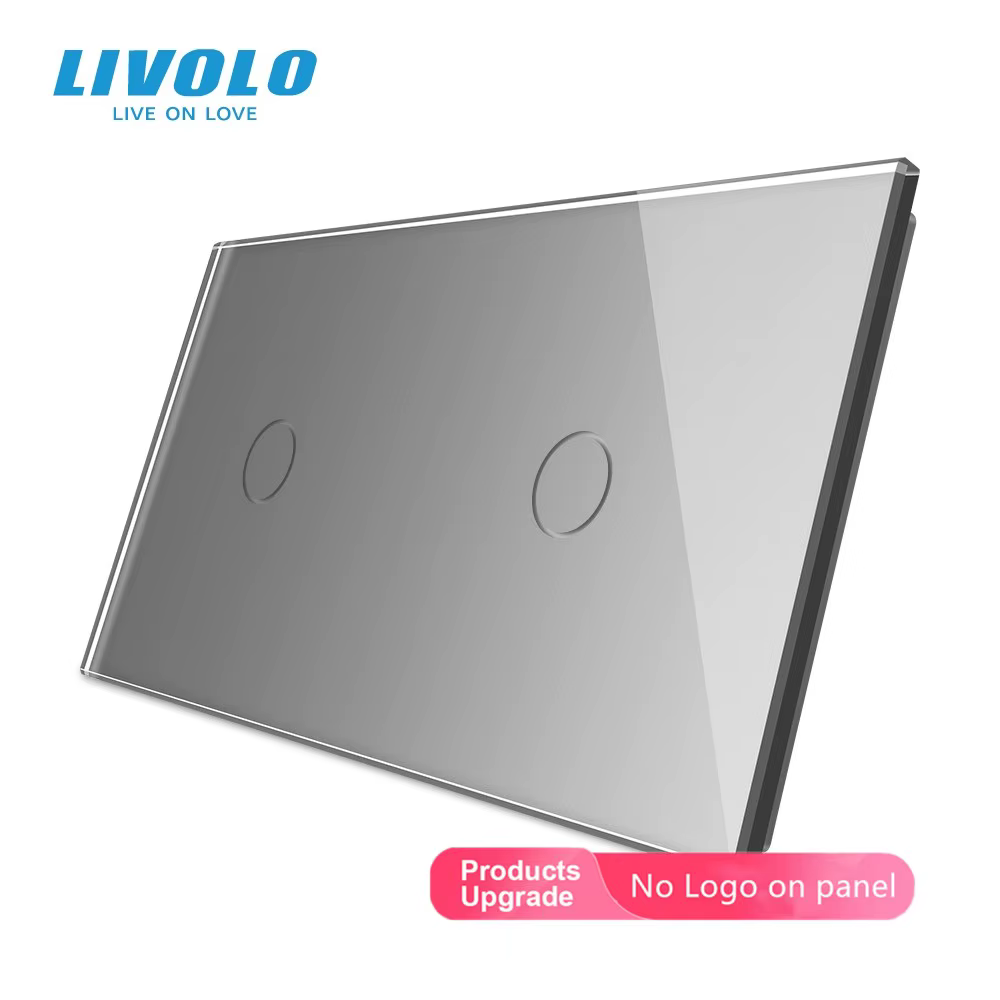 Verre cristal gris nacré de luxe Livolo, 151 mm*80 mm, norme européenne, double panneau en verre, VL-C7-C1/C1-15