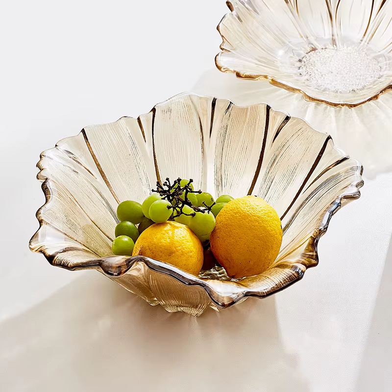 Assiette de fruits en cristal de verre
