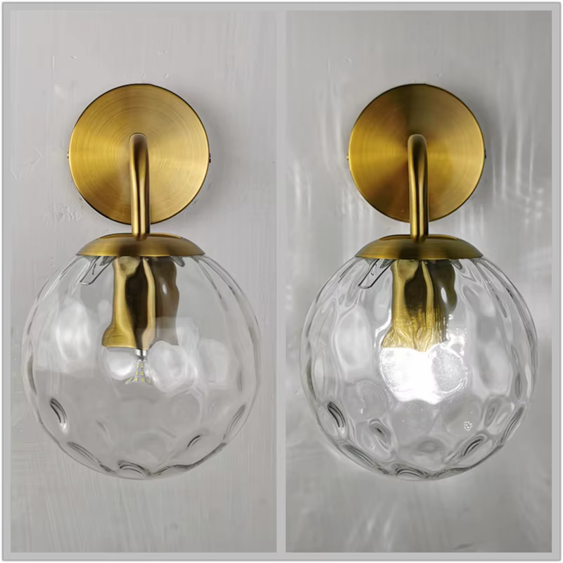 Applique murale LED minimaliste avec abat-jour en verre sphérique de 150 mm, idéale pour salon, chambre à coucher, chevet, hôtel, style américain et européen