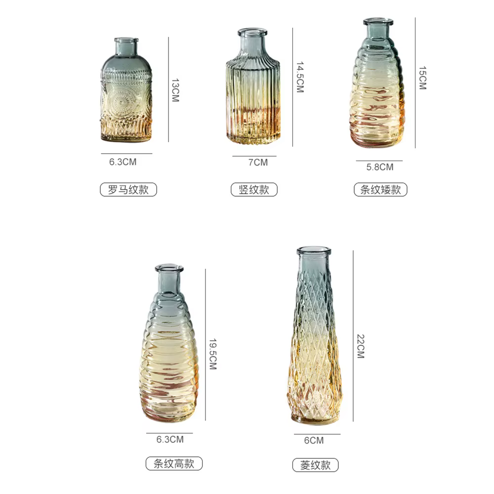 Vase en verre transparent en relief Hipster européen Vases de décoration pour maisons Fleurs