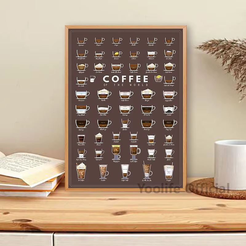 Affiche de café avec imprimés d'art