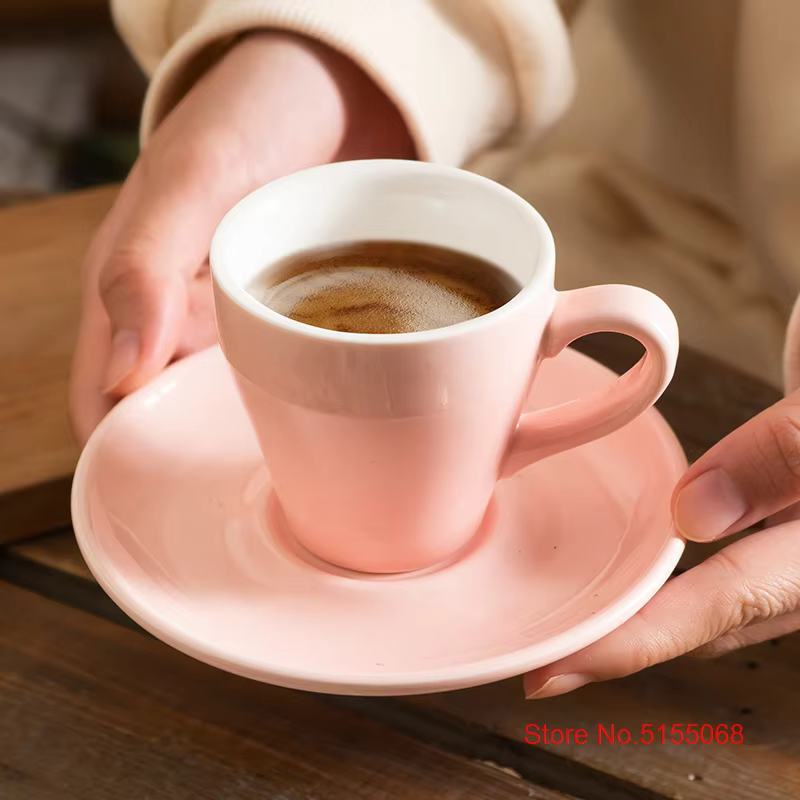 Ensemble de tasses et soucoupes à expresso Macaron multicolores en forme de tulipe de Style nordique