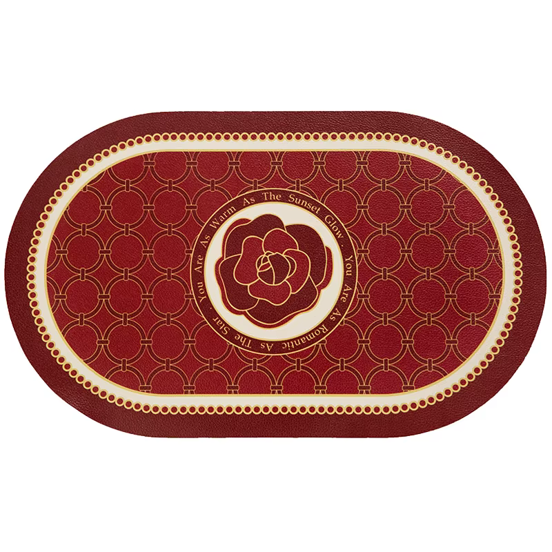 Napperons en PVC motif camélia rouge pour table à manger, isolation thermique, résistants aux taches, antidérapants, lavables, pour Noël, fête de mariage, 2 pièces