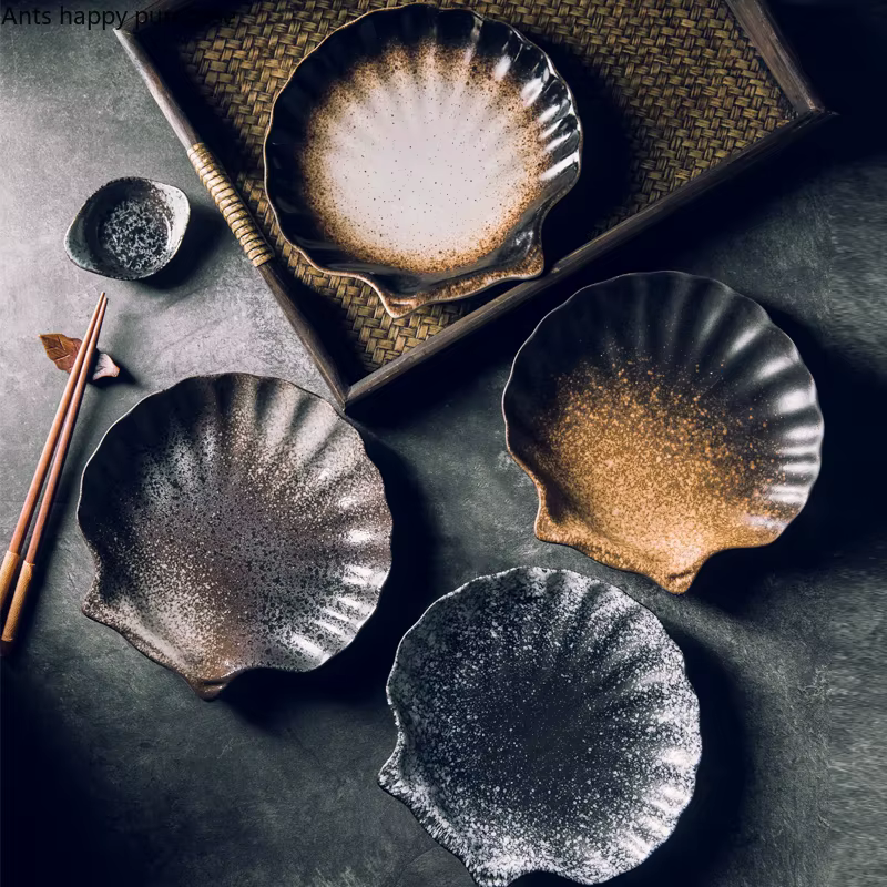 Assiette à Queue en Céramique à Coquille Irrégulière