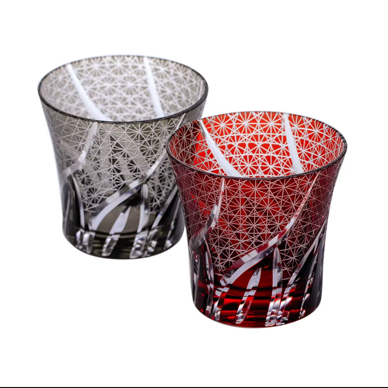 Verres à whisky japonais CHAMVIN Limited Edo Kiriko Ayaka en verre taillé à la main