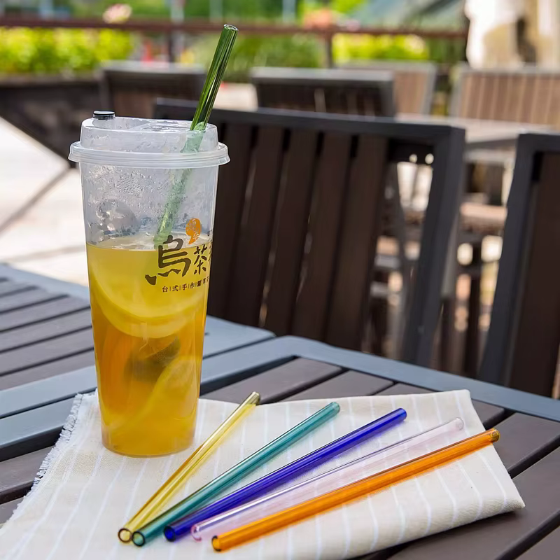 Pailles droites en verre fin coloré