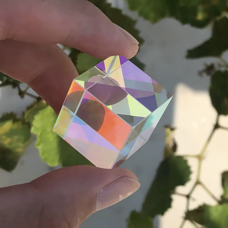 Prisme x-cube en verre dichroïque, 20x20x17mm, couleur photographique, cadeau, faisceau optique, lumière combinée