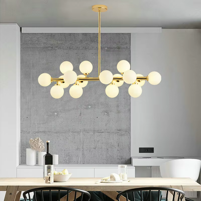 Lustre boule de verre avec abat-jour rond en verre, lustre de luxe, éclairage intérieur de la maison, chambre à coucher, salon, escalier