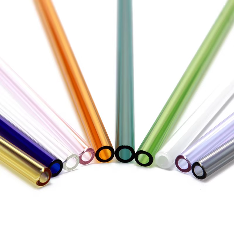 Pailles droites en verre fin coloré