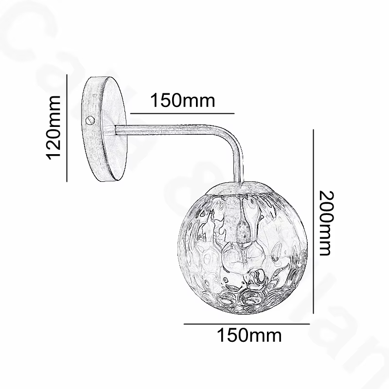 Applique murale LED minimaliste avec abat-jour en verre sphérique de 150 mm, idéale pour salon, chambre à coucher, chevet, hôtel, style américain et européen