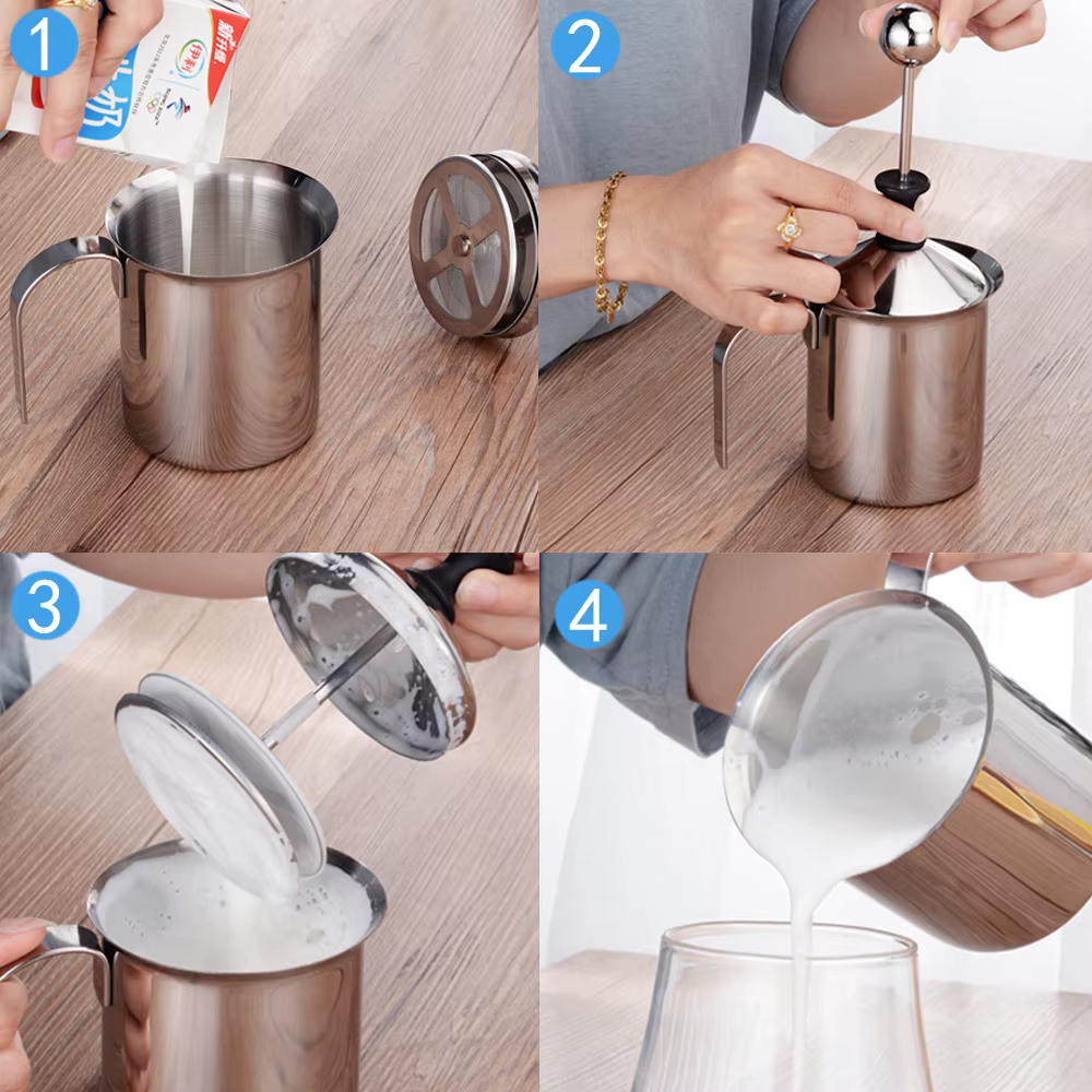 Mousseur à lait manuel 400/800ML mousse