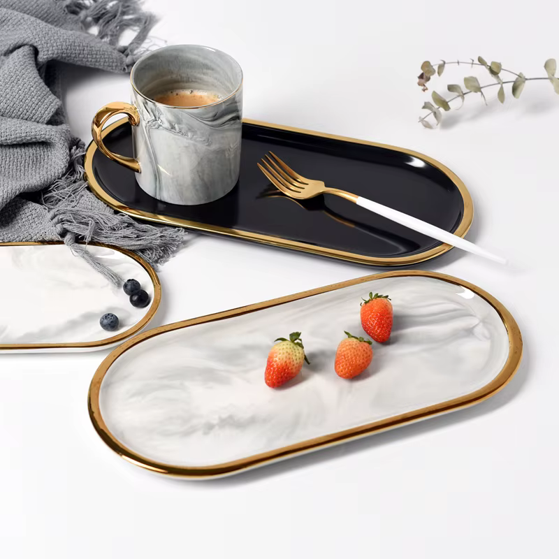Assiette naren céramique de Bergame en marbre nordique