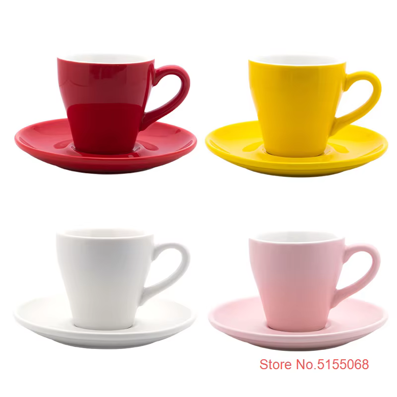 Ensemble de tasses et soucoupes à expresso Macaron multicolores en forme de tulipe de Style nordique
