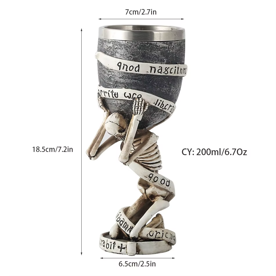 Horrible résine acier inoxydable crâne gobelet rétro griffe verre à vin gothique verres à Cocktail loup whisky tasse fête Bar Drinkware