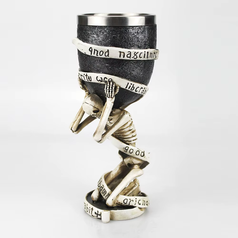 Gobelet gothique 3D Viking en acier inoxydable, crâne en résine, gobelet à vin, griffe de Dragon, squelette de colonne vertébrale, tasse à whisky, verre à vin pour Halloween