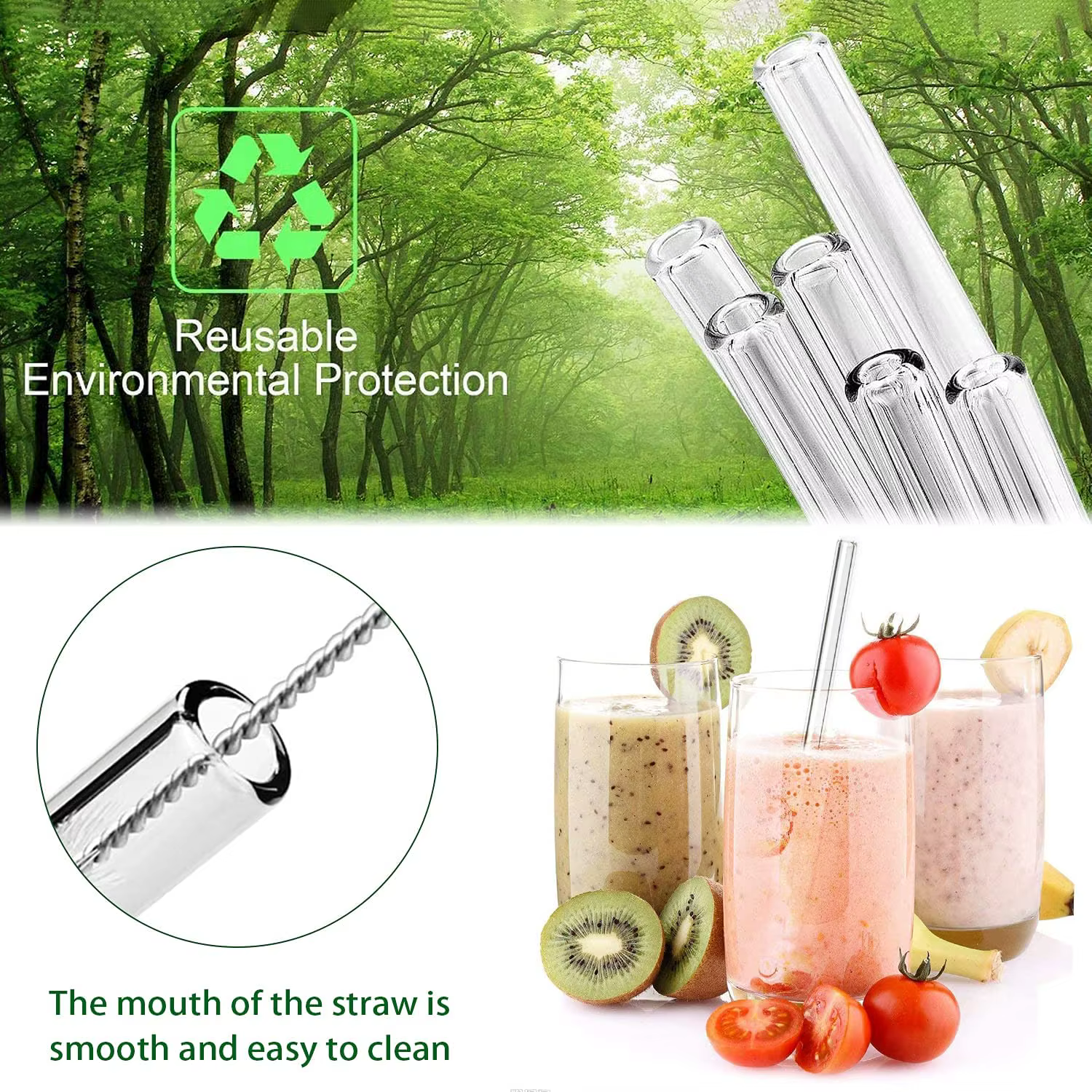 Pailles en verre réutilisables