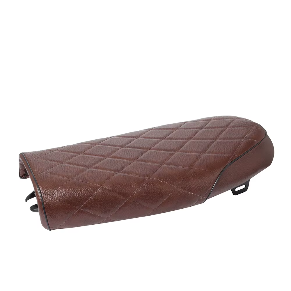 Sièges Plats de Moto Rétro en Cuir Synthétique, Noir et Marron, Vintage 73Inboulon Seat, pour Honda CB CL Universel